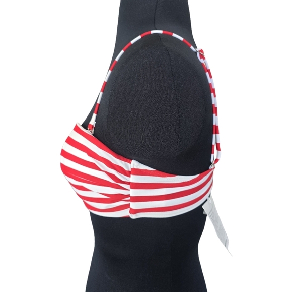 COCOSHIP Red and White Striped Bikini Top Size 6 - Picture 3 of 5